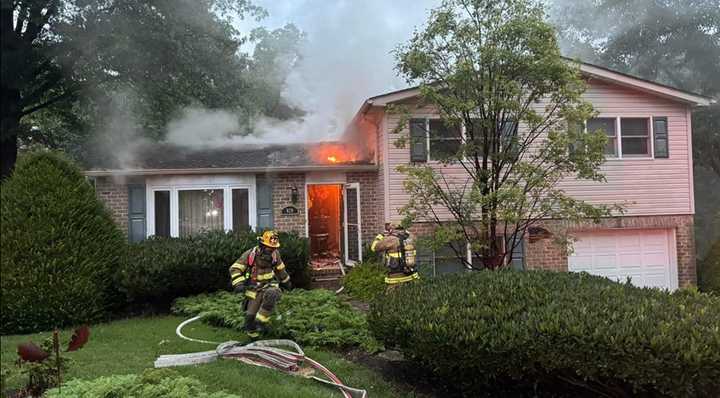 The scene of the house fire caused by a lightning strike.&nbsp;