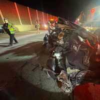 <p>The aftermath of the six-vehicle crash on Route 30.&nbsp;</p>