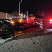 <p>The scene of the six-vehicle crash on Route 30.</p>