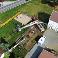 <p>Fire crews at the scene of the barn rescue on Georgetown Road in Bart Township.</p>