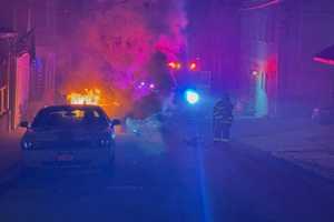 SUV Goes Up In Flames On Road In Croton-On-Hudson