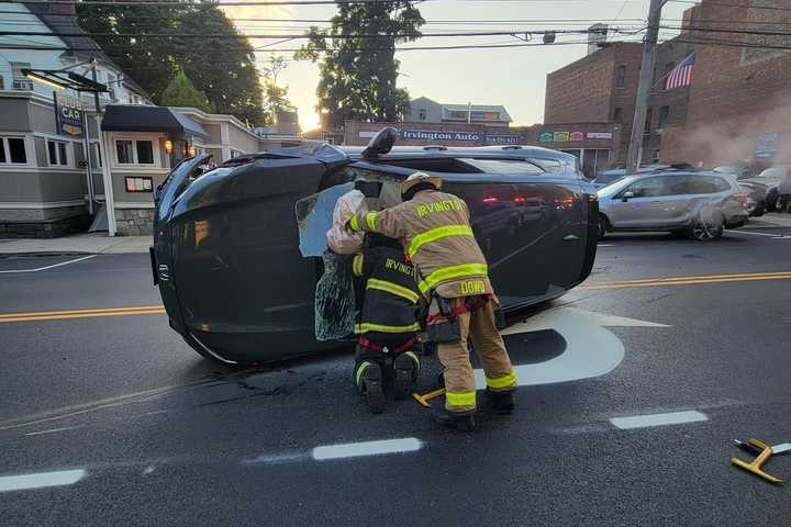 Vehicle Rolls Over In Crash On Busy Main Road In Westchester