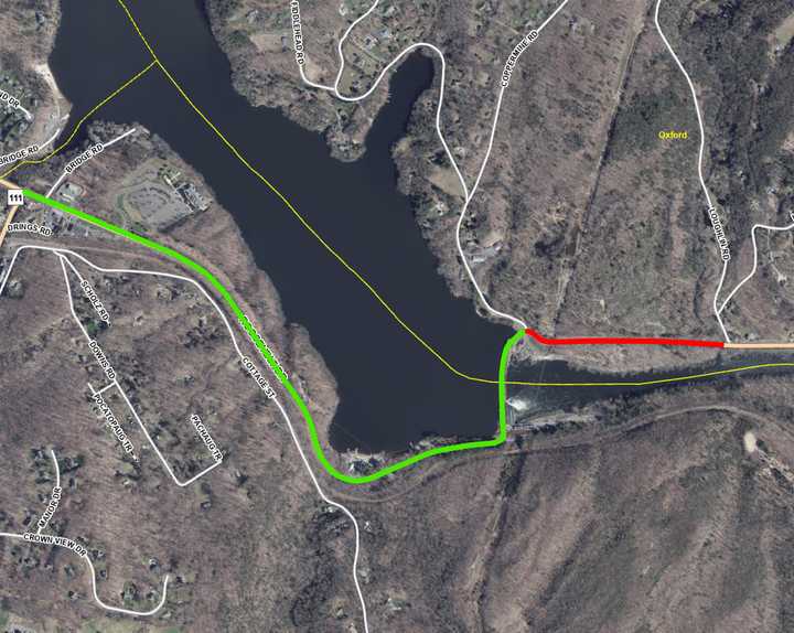 Route 34 across the Stevenson Dam in Monroe and Oxford has reopened to traffic. However, it remains closed between Coppermine Road and Loughlin Road.&nbsp;