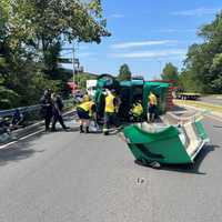 Tractor Trailer Overturns On Route 440 In Bayonne