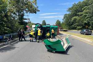 Tractor Trailer Overturns On Route 440 In Bayonne