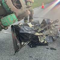 <p>The struck SUV's front fender. </p>