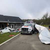 <p>The front of the exploded U-Haul</p>