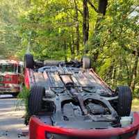 Car Flips On Roof In Crash In Hudson Valley