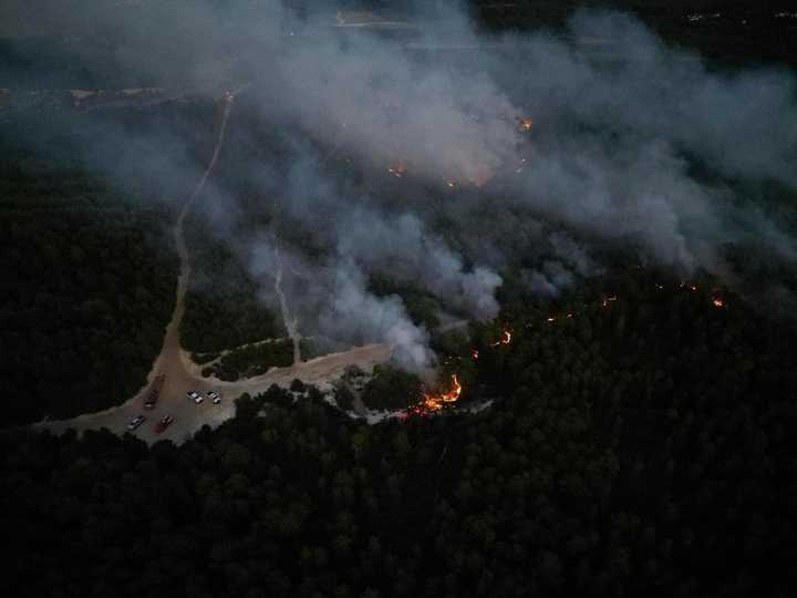 The Fishers Pit Wildfire in Berkeley Township, NJ, on September 9, 2024.
  
