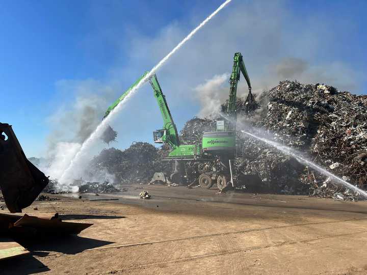 A multi-alarm fire at a scrapyard in Bayonne.