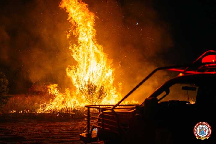 The Fishers Pit Wildfire in Berkeley Township, NJ, on September 9, 2024.
  
