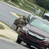 <p>A member of PSP SERT on the scene of a "police incident" in Chambersburg.</p>