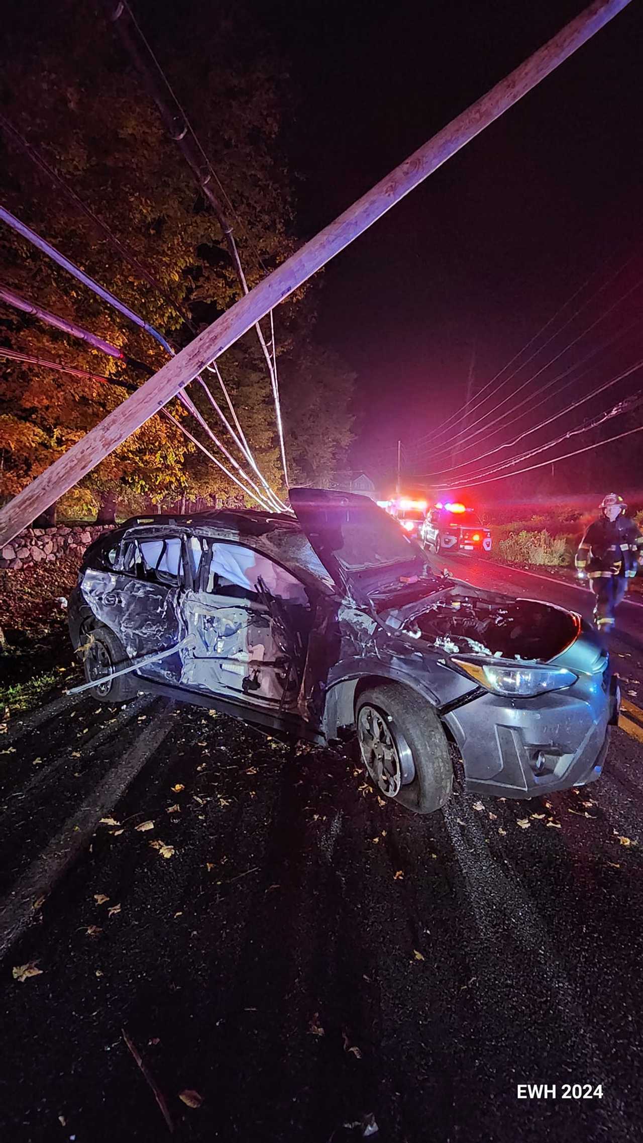 Driver Hospitalized After Car Snaps Poles In Mount Kisco Mt. Kisco