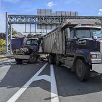 Three Dump Trucks Crash On Route 80 In Hackensack