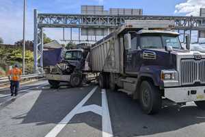 Three Dump Trucks Crash On Route 80 In Hackensack