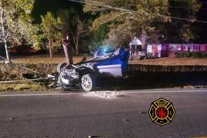 Firefighters Find Car On Roof, Driver Self-Extricated In Salem County