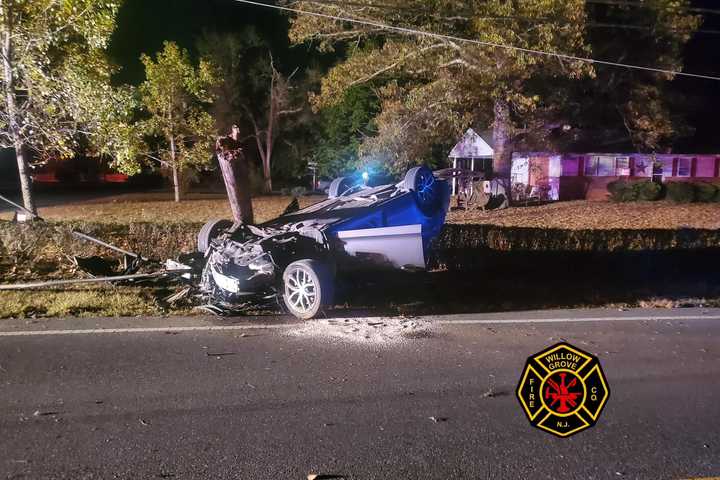 Firefighters Find Car On Roof, Driver Self-Extricated In Pittsgrove