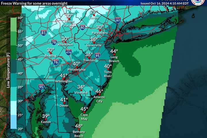 Freeze Warning: Temps To Dip Into 30s Tonight In Bergen County