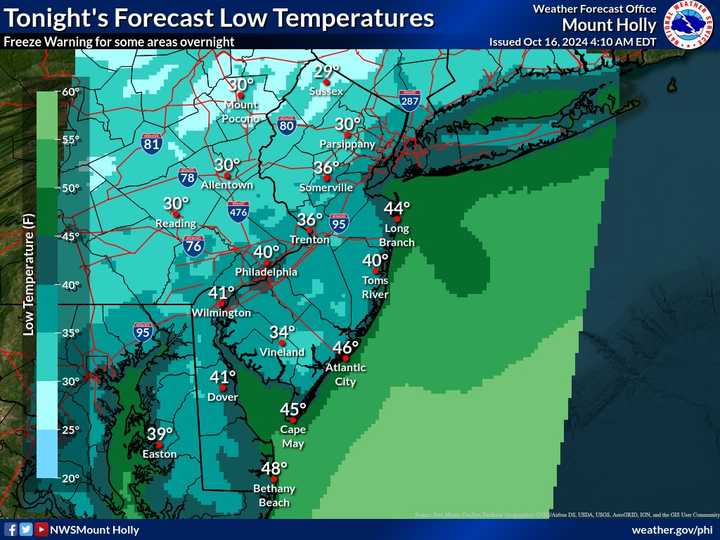 Temps are expected to dip into the 40s and 30s on Wednesday night, Oct. 16.