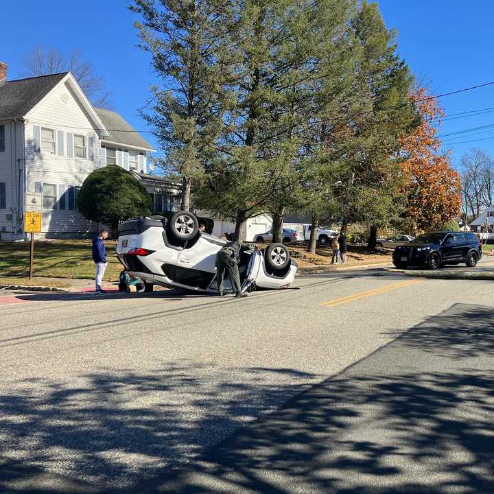 An overturned vehicle in Fairfield.