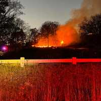 Crews Battle Brush Fire At Golf Course In Westchester