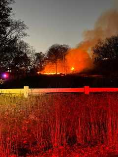 Crews Battle Brush Fire At Golf Course In Hastings-On-Hudson