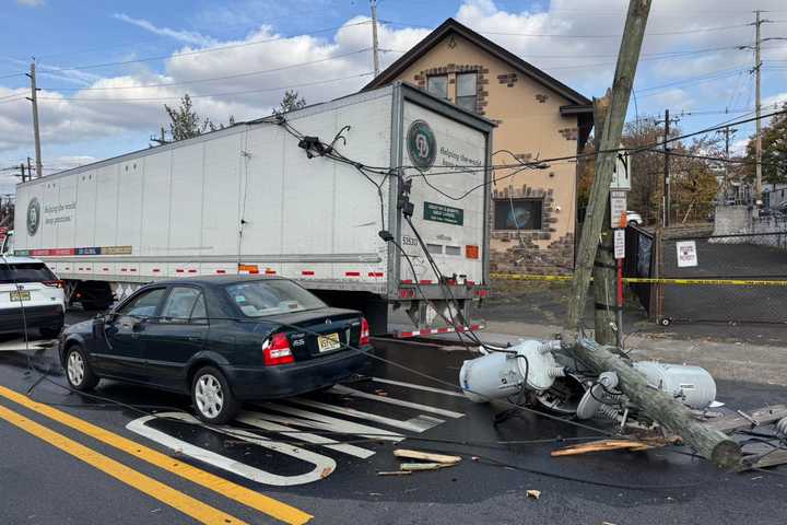 Wires Left Draping Over Tractor Trailer, Cars In East Rutherford Crash