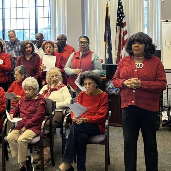 Nina Jones (right) pictured with members of the&nbsp;Port Chester Senior Community Center, where she worked.&nbsp;