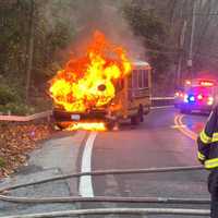 School Bus Goes Up In Flames In Valhalla