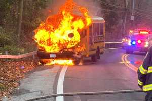 School Bus Goes Up In Flames In Northern Westchester