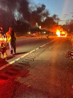 Car Catches On Fire On Taconic Parkway In Northern Westchester