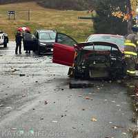 Driver Freed From Wrecked Vehicle After 2-Car Crash Near Ice Rink In Katonah