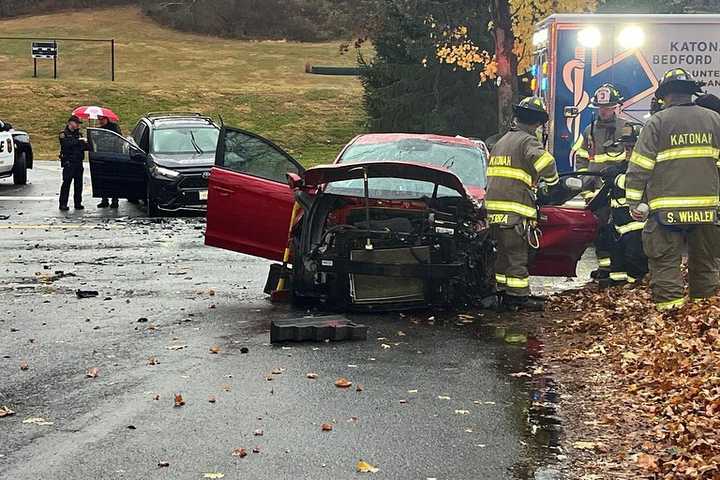 Driver Freed From Wrecked Vehicle After 2-Car Crash Near Ice Rink In Northern Westchester