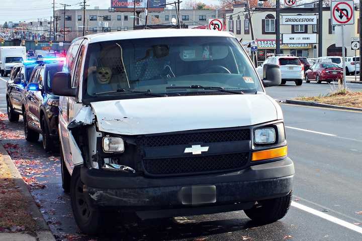 Van With Creepy Clown Mask Collides With Elmwood Park Patrol Car En Route To Another Crash