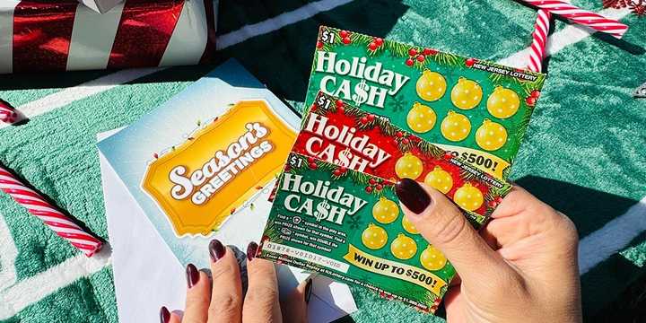 Holiday-themed scratch tickets from the New Jersey Lottery.