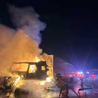 <p>The tractor-trailer fire on I-496.</p>