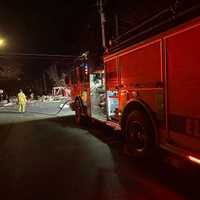 <p>Firefighters at the scene of the explosion.&nbsp;</p>