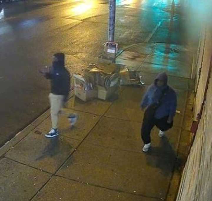 Multiple suspects are at large following two gunpoint robberies in Newark.