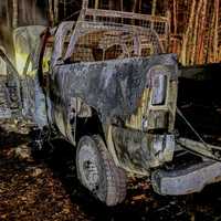 Car Catches Fire In Woods: Frankford Township Fire Department