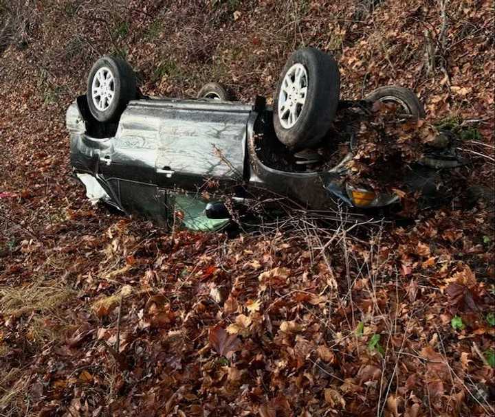 The car overturned near Croton Gorge Park. 