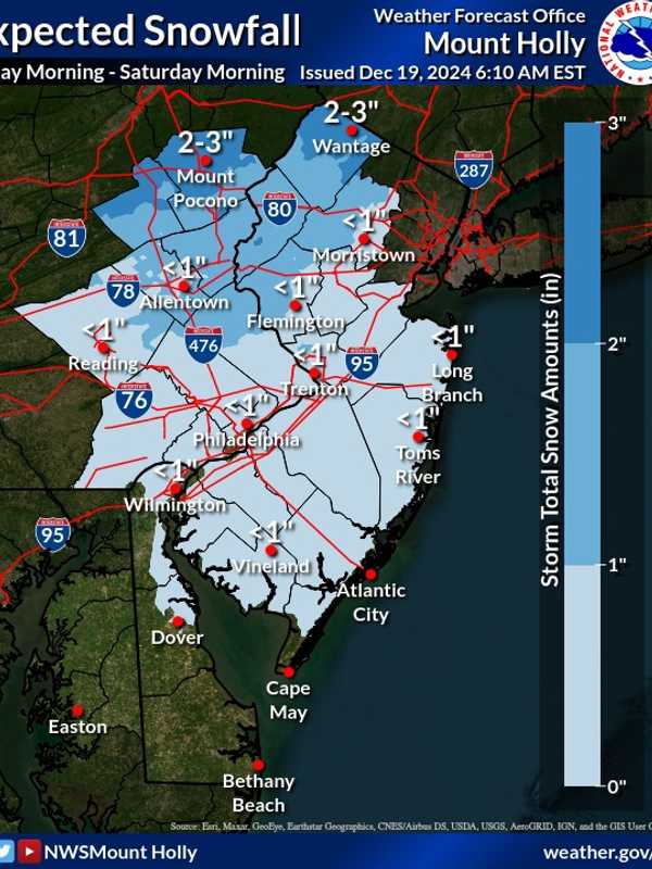 1 To 3 Inches Of Snow Expected This Weekend In Parts Of NJ, PA: Here's Your Forecast