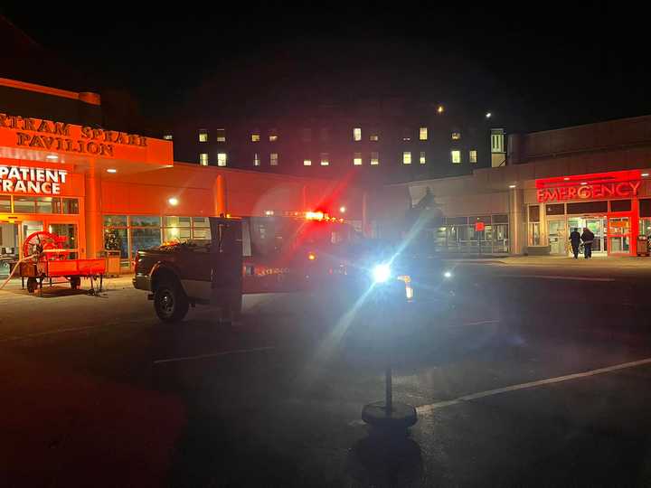 Milmont Fire Co. 49 at the scene of the fire at&nbsp;Crozer Chester Medical Center.