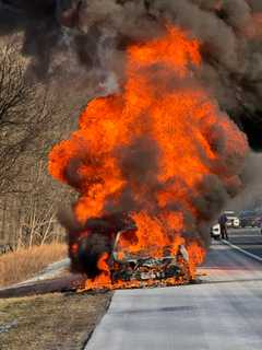 Car Engulfed In Flames On Route 80: Byram Township FD