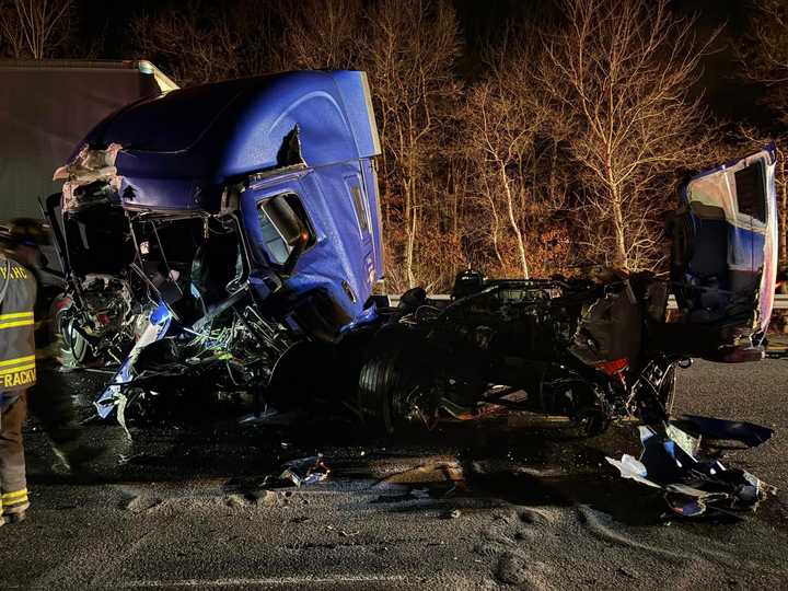 The scene of the serious crash on I-81.