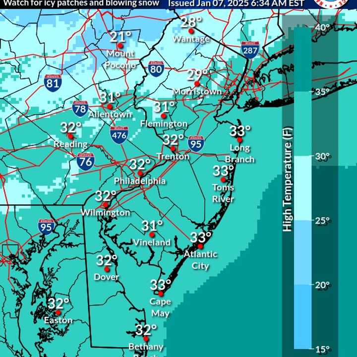 Temps on Tuesday, Jan. 7.