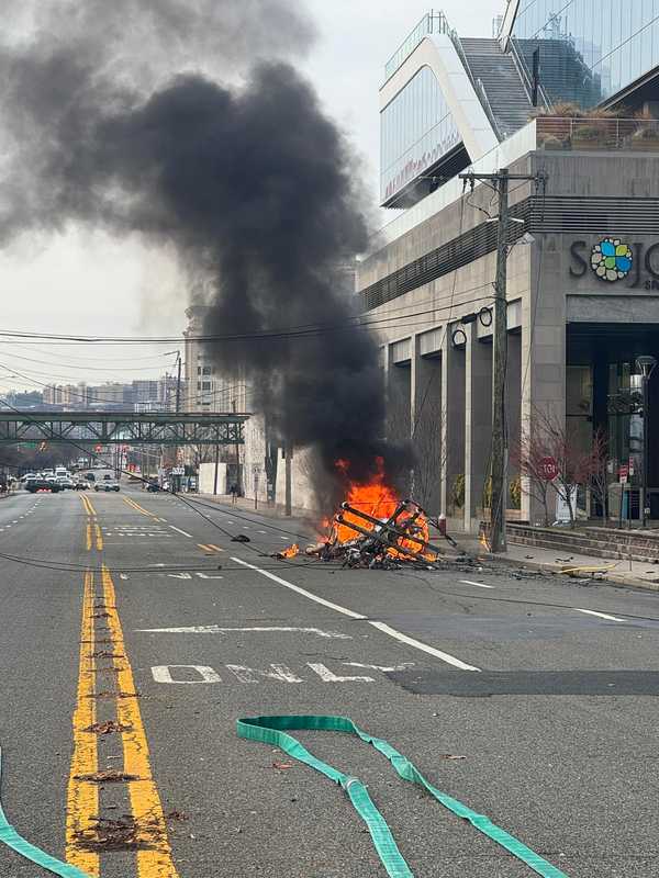 Fiery Crash Involving Fallen Wires Outside SoJo Spa Knocks Power In Edgewater