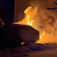 Car Fire Threatens Home In Washingtonville