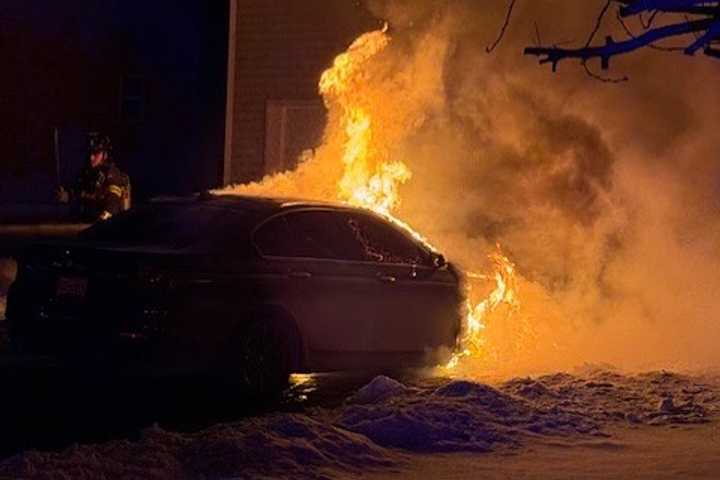 Car Fire Threatens Home In Washingtonville