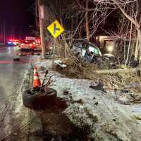 Vehicle Slams Into Trees In Hartsdale, Driver Hospitalized