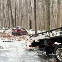 Driver Hospitalized After Car Slides Into Woods In Mahopac